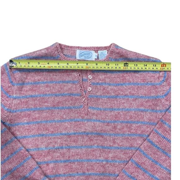 Northern Isles Size S New Zealand Wool Pink 80s Striped Vintage Henley Sweater - Picture 5 of 6